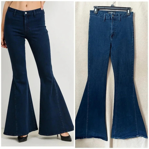 Just Black Denim High Rise Wide Leg Flare Bell Bottom Jeans Size 29 - Picture 13 of 14